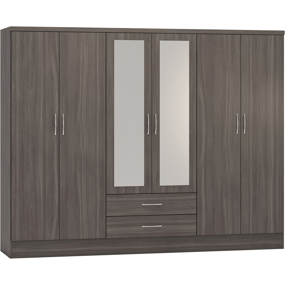 Seconique Nevada 6 Door 2 Drawer Black Wood Grain Wardrobe Image 5