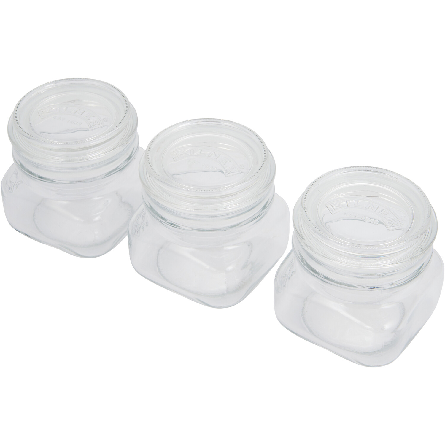 Kilner 250ml Square Glass Storage Jar with Push Top Lid 3 Pack Image 1