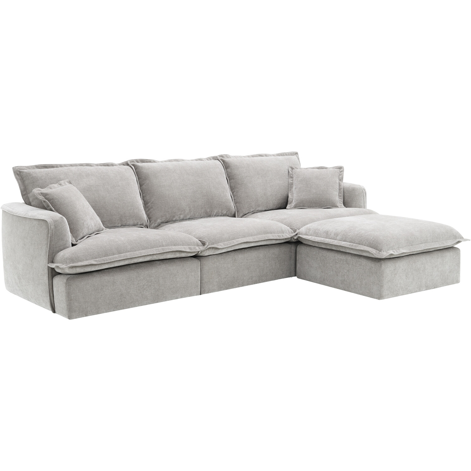 Molly 3 Seater Sofa with Ottoman - Grey Image 12
