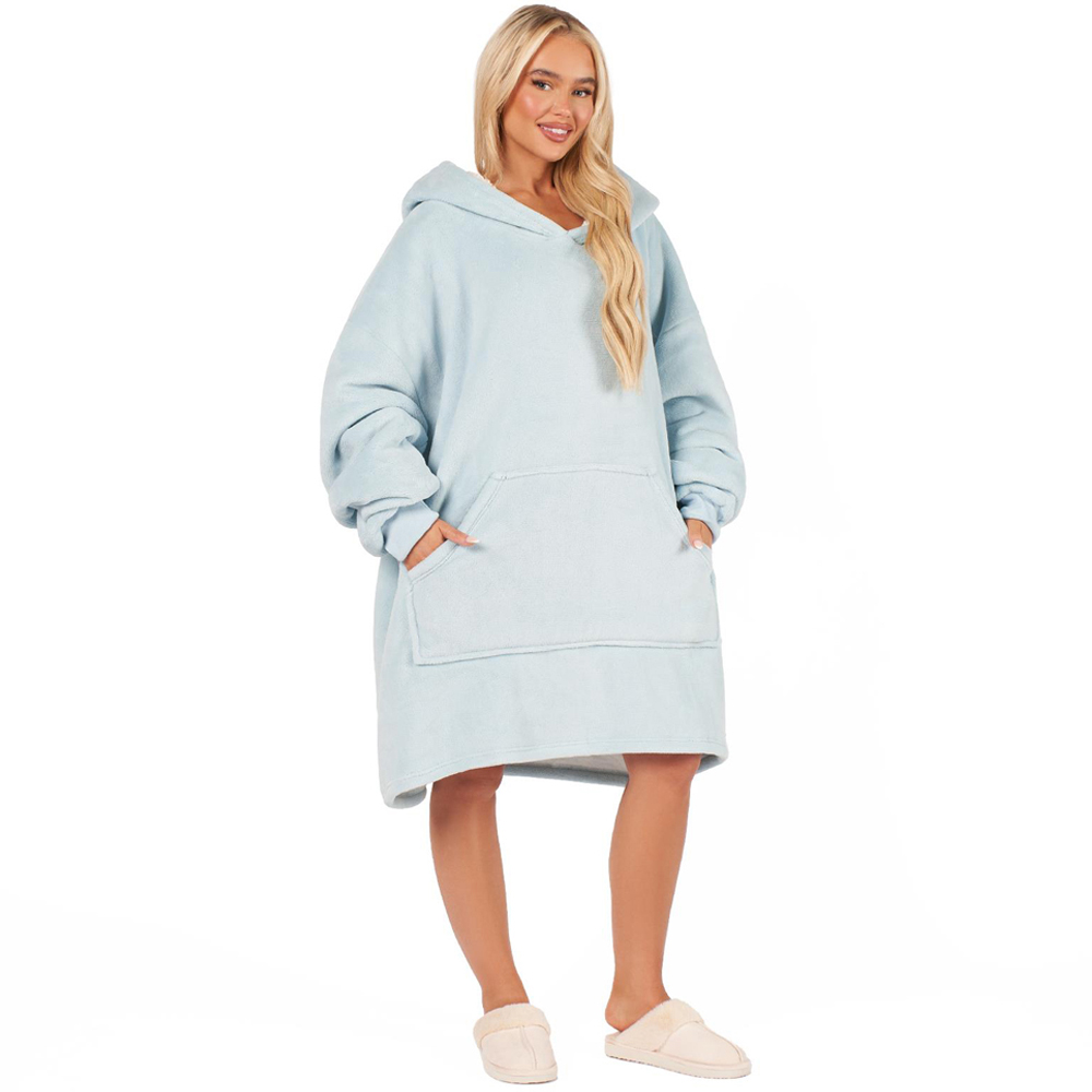 Sienna Baby Blue Plush Sherpa Oversized Hoodie Blanket Image 1