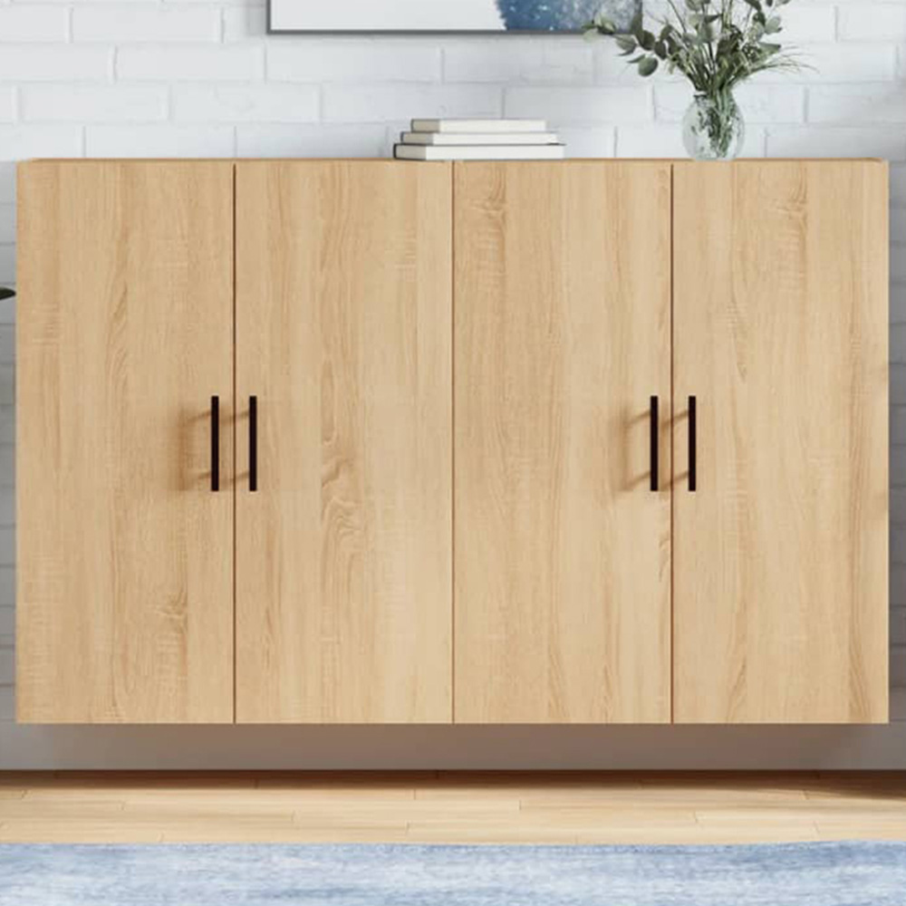 vidaXL 2 Door Sonoma Oak Wooden Wall-Mounted Cabinet Set of 2 Image 1