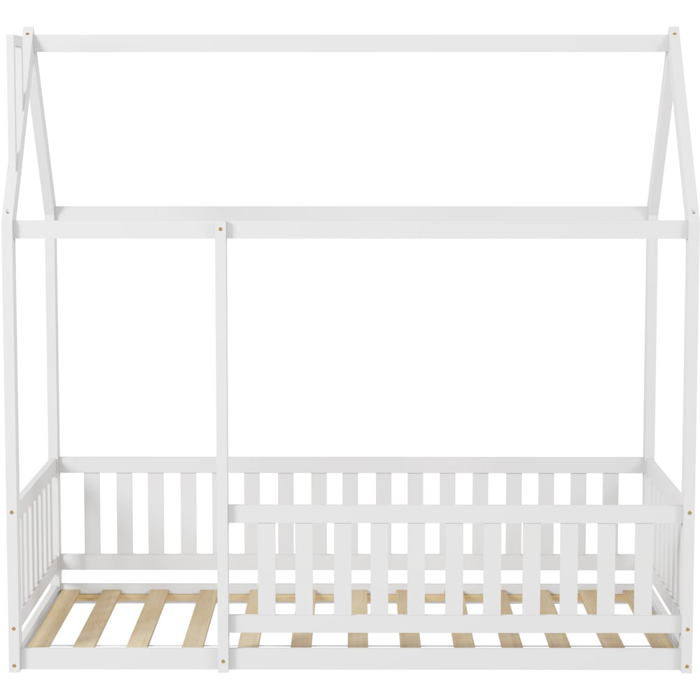 FurnitureHMD White Pine Wood House-Shaped Kids Bed Frame Image 3