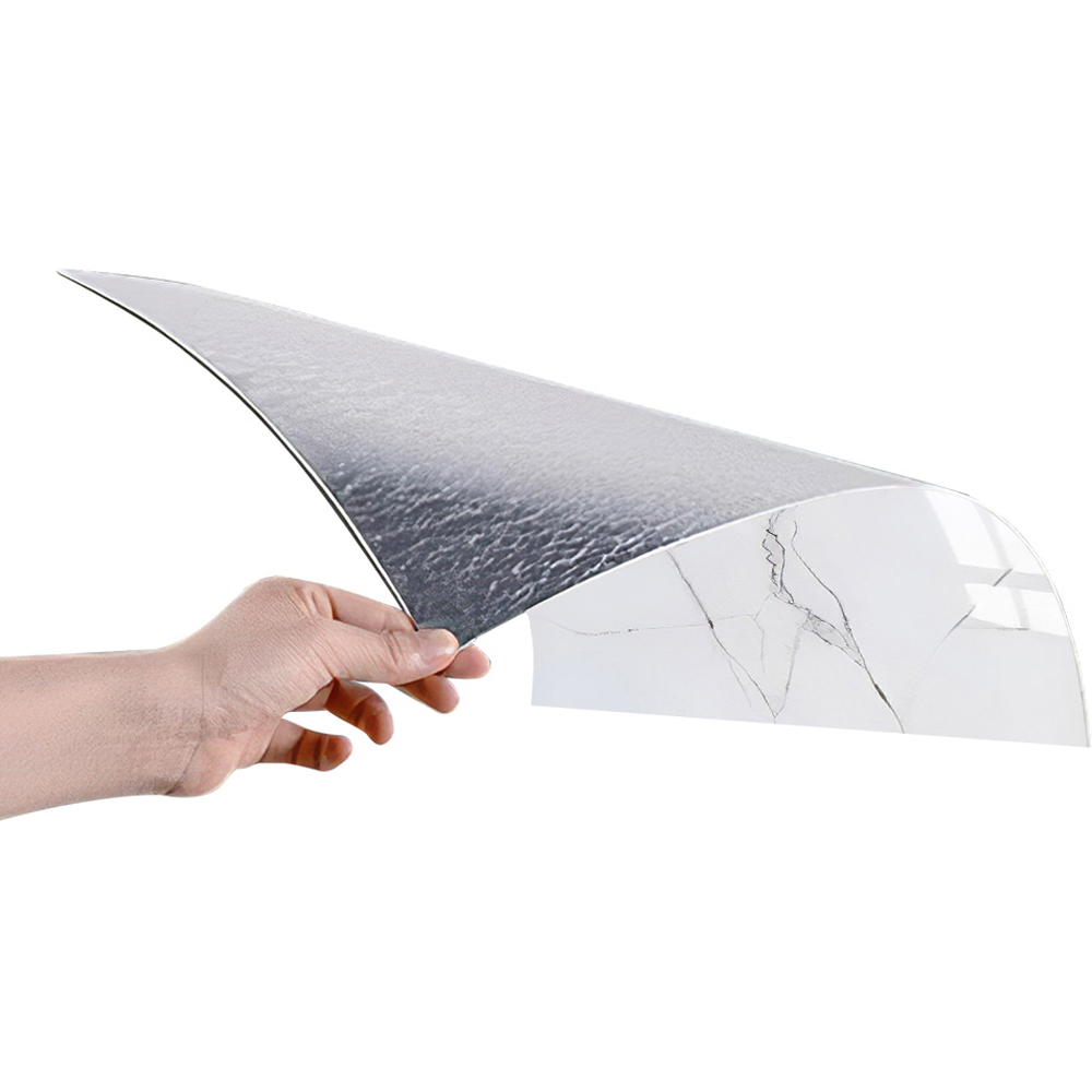 Living and Home Marble Patterned Calacatta White Self Adhesive PVC Wall Sticker 10 Pack Image 2