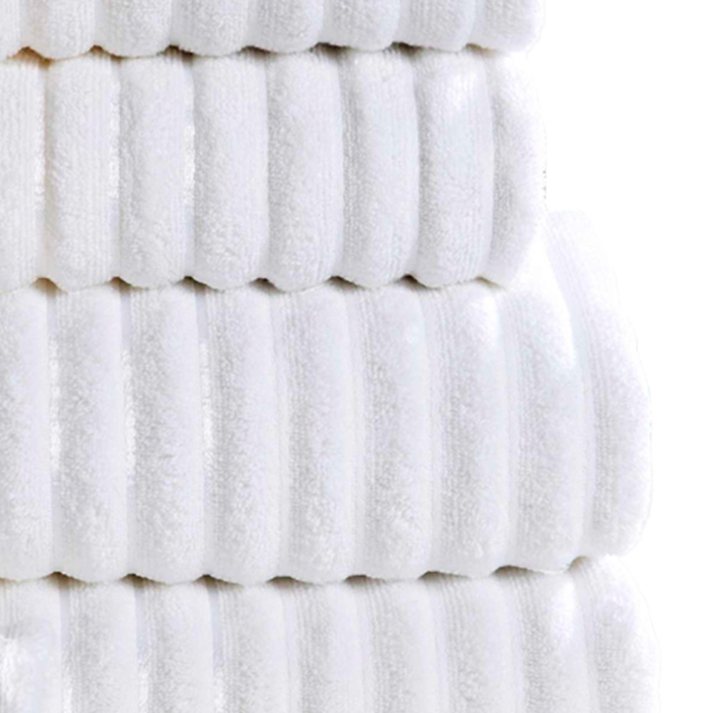 Rapport Home White Ribbed Cotton Towel Bundle Set of 6 Image 3