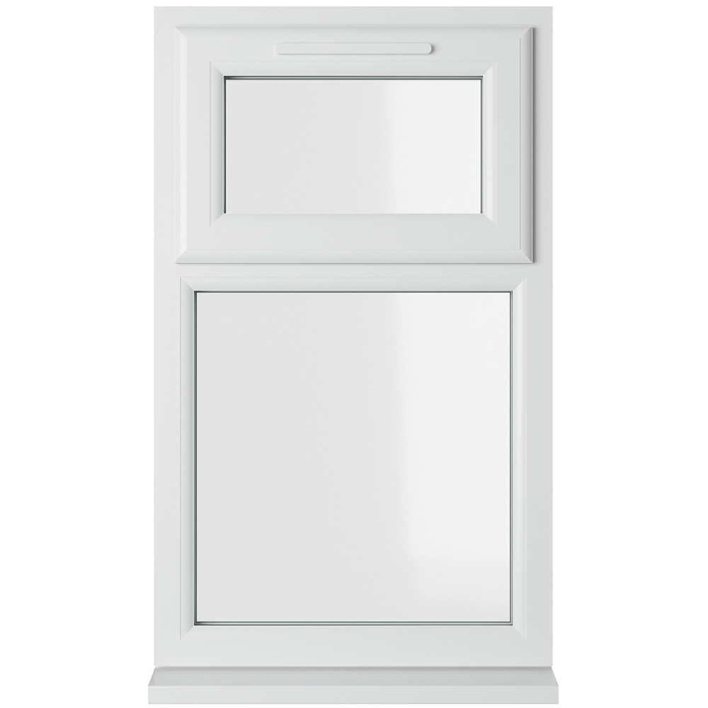 Crystal uPVC Triple Glazed Window Top Hung Over Fixed Light White Clear Glass 1040x1190mm Image 1