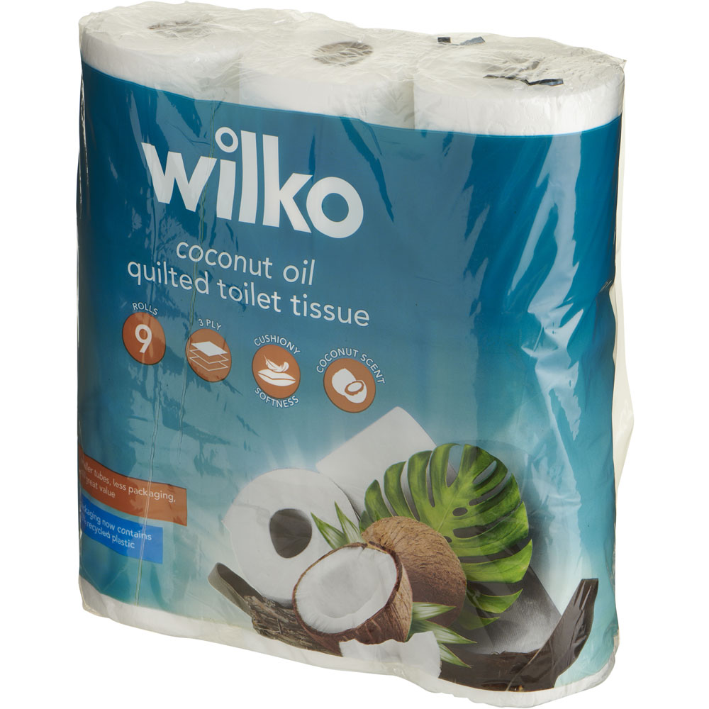 Wilko Coconut Oil Quilted Toilet Tissue 3 Ply Case of 6 x 9 Rolls Image 3