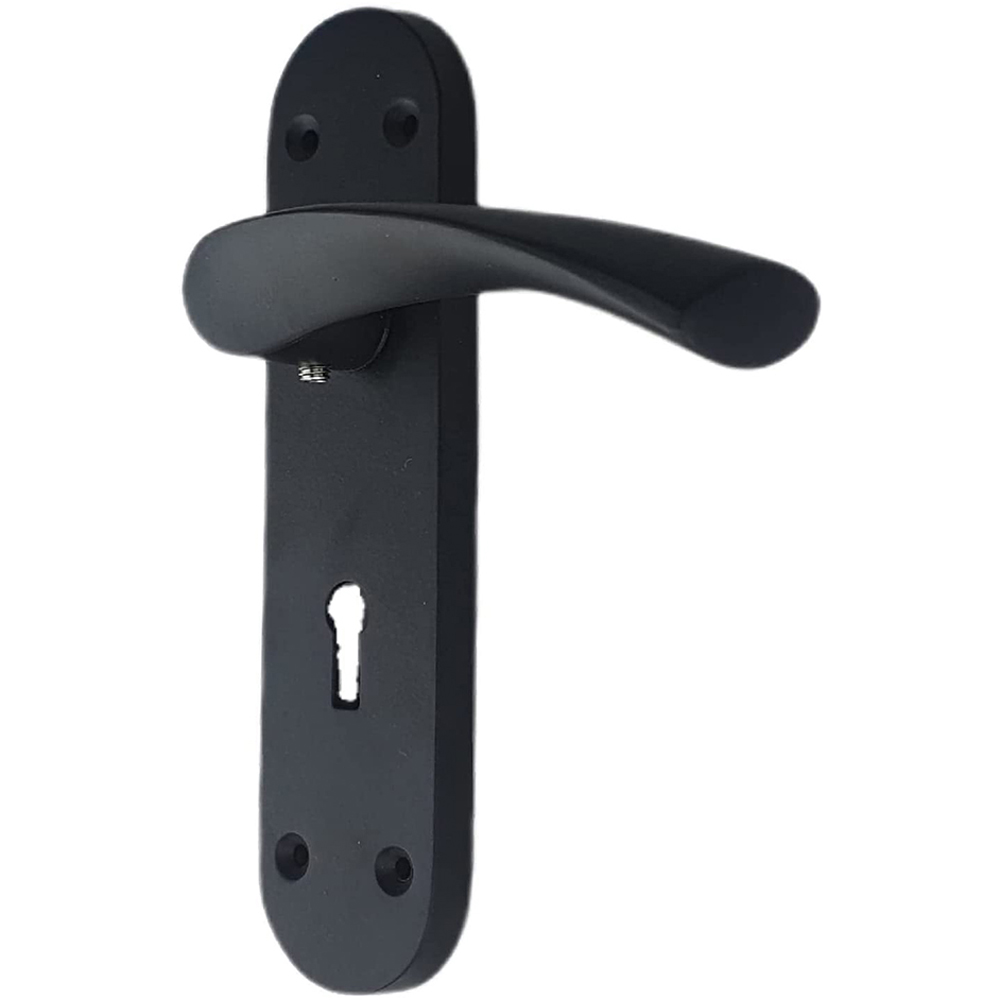 Golden Grace Matt Black Astrid Lever Lock Door Handle Set 182 x 45mm Image 2