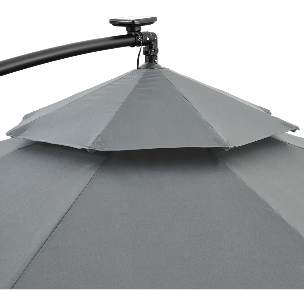Living and Home Double Top Dark Grey Solar Light Cantilever Parasol with Wheeled Base 3m Image 8