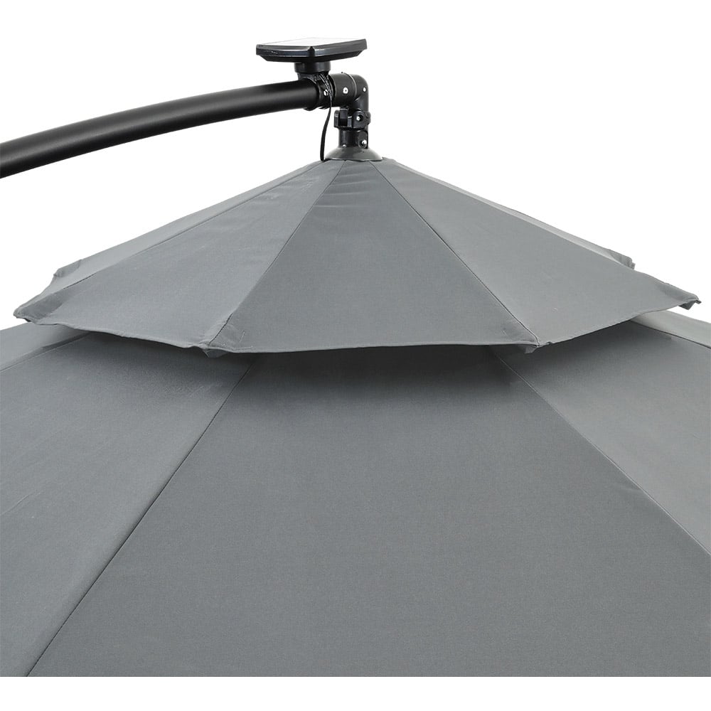 Living and Home Dark Grey 2 Tier Solar Light Cantilever Parasol 3m Image 7