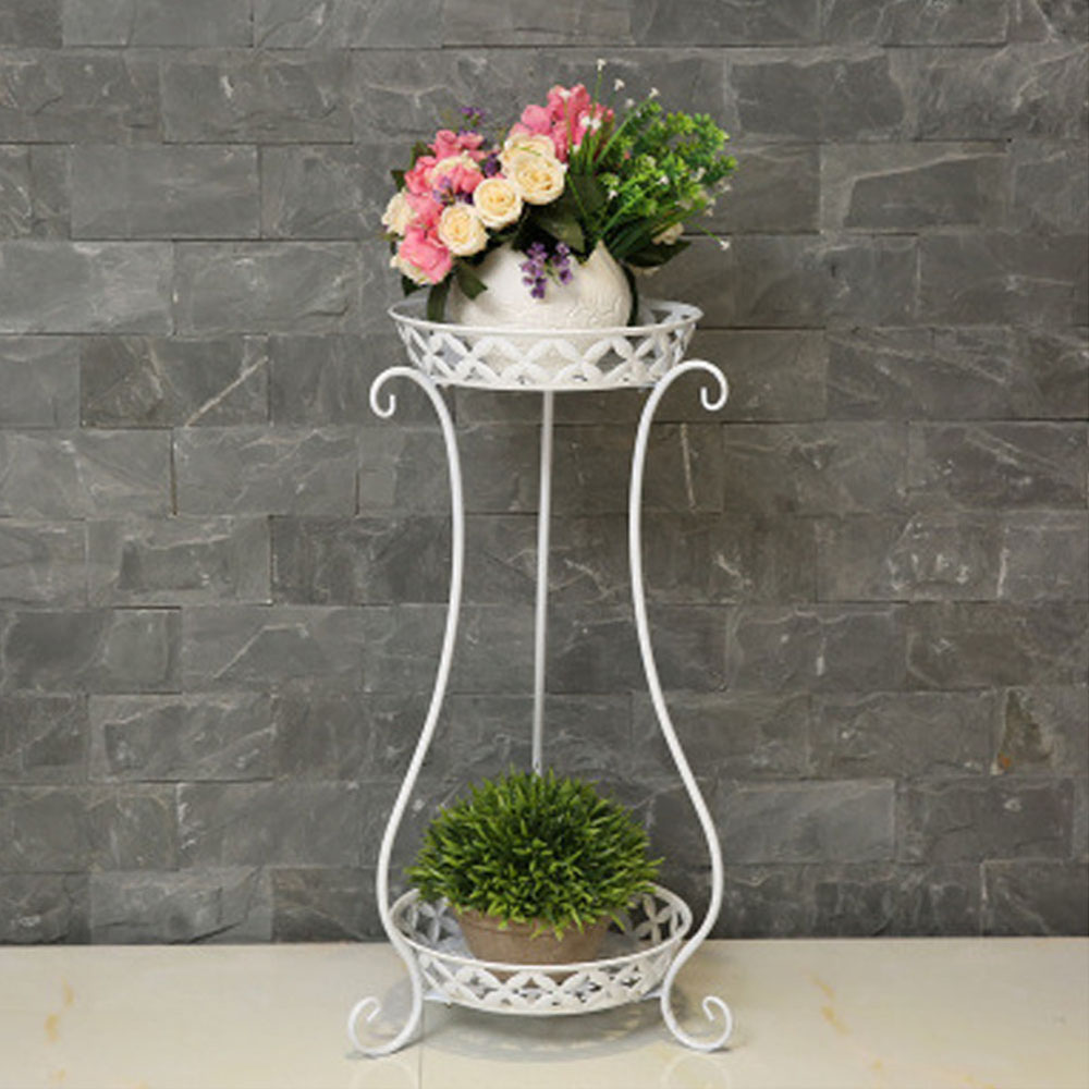 Vintage Plant Stand White 2-Shelf Image 4