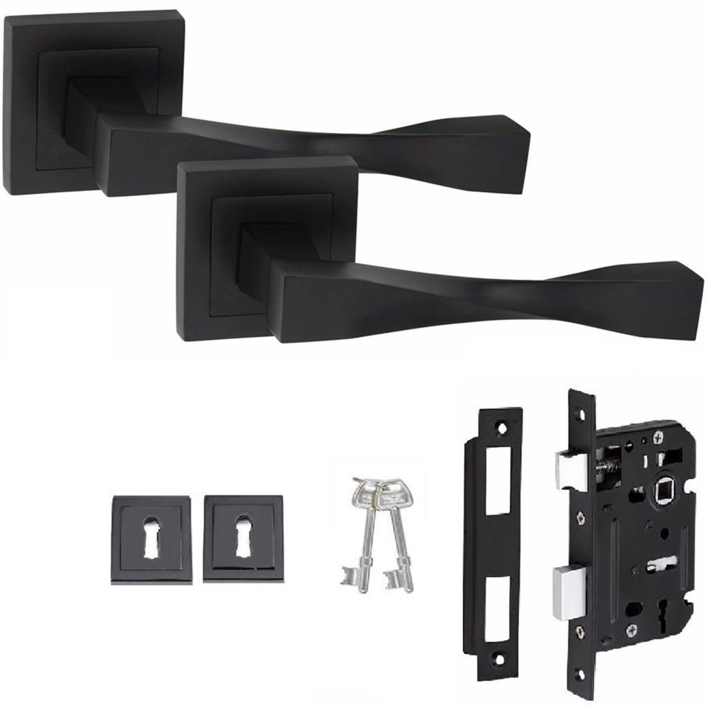 Golden Grace Matt Black Astrid Straight Door Handle Set Image 1