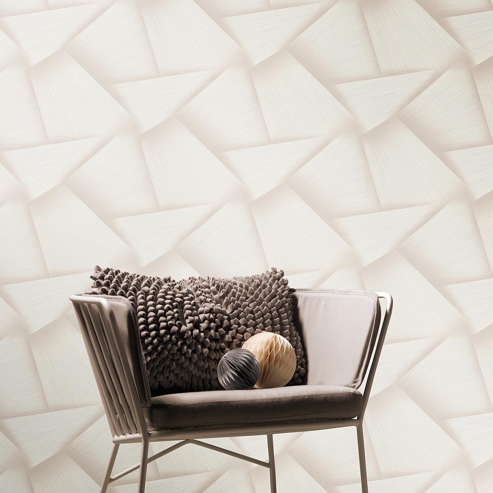 Erismann Pose Striking Geometric Textured Cream Vinyl Wallpaper Image 4