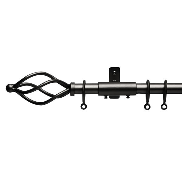 Wilko 4000 x 19mm Black Metal Bay Window Curtain Pole Image