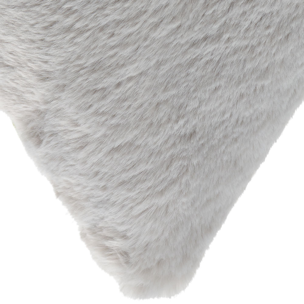 Wilko  Grey Faux Fur Cushion 55x55cm Image 3