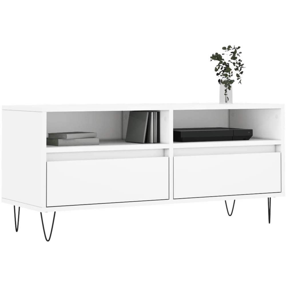 vidaXL 2 Drawer 2 Shelf White TV Cabinet Image 3