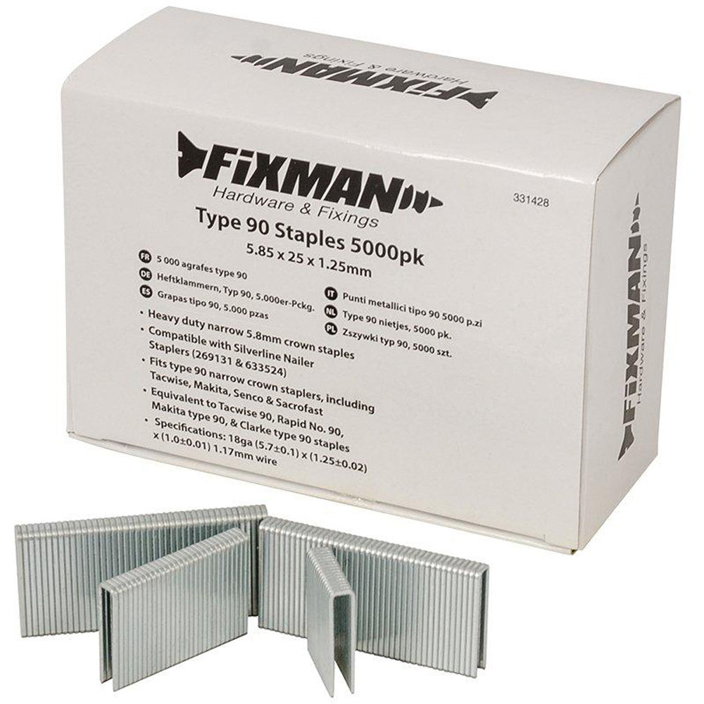 Fixman Type 90 Staples 5.80 x 25 x 1.25mm 5000 Pack Image 2