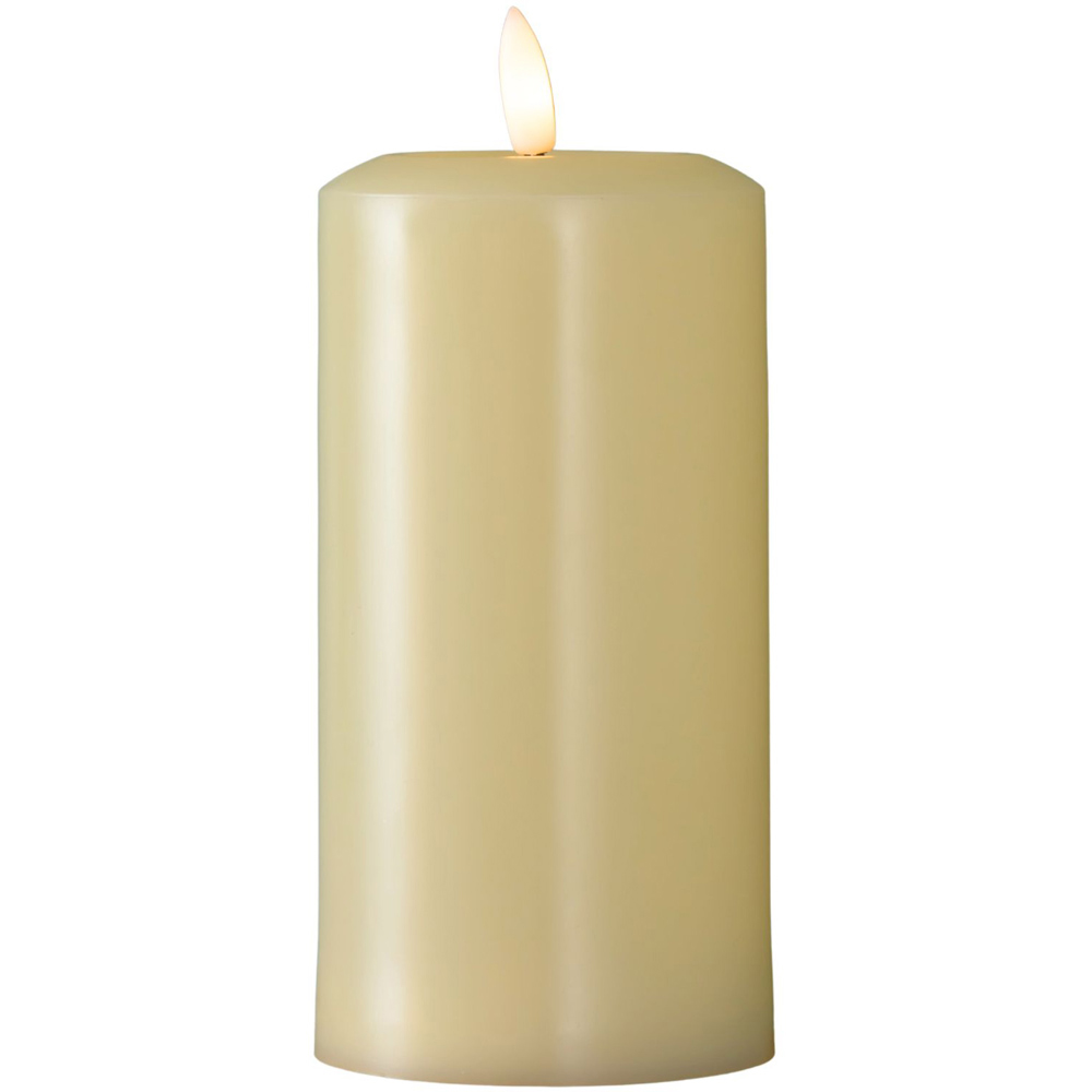 Samuel Alexander Cream Flickering Flameless Battery Operated LED Pillar Candle 18cm Image 1