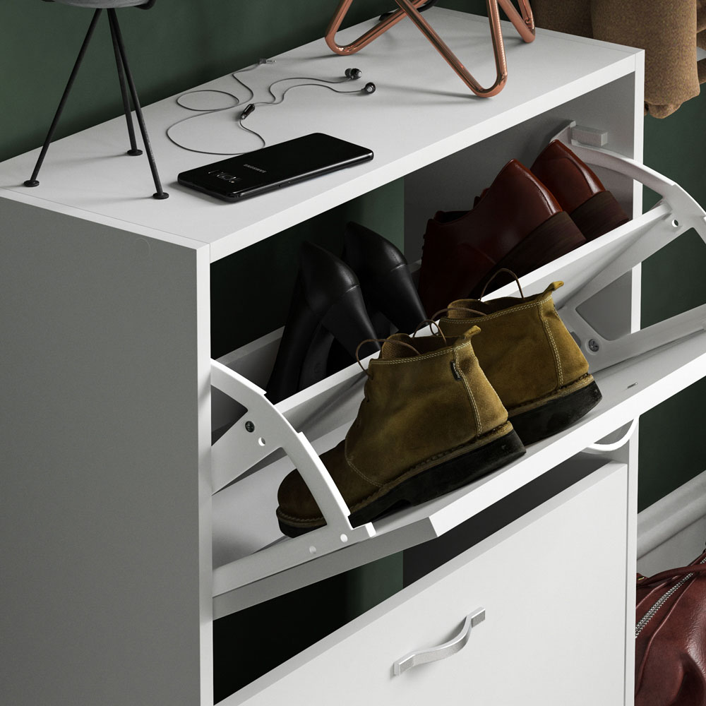 Home Vida White 2-Drawer Shoe Cabinet Rack Image 3
