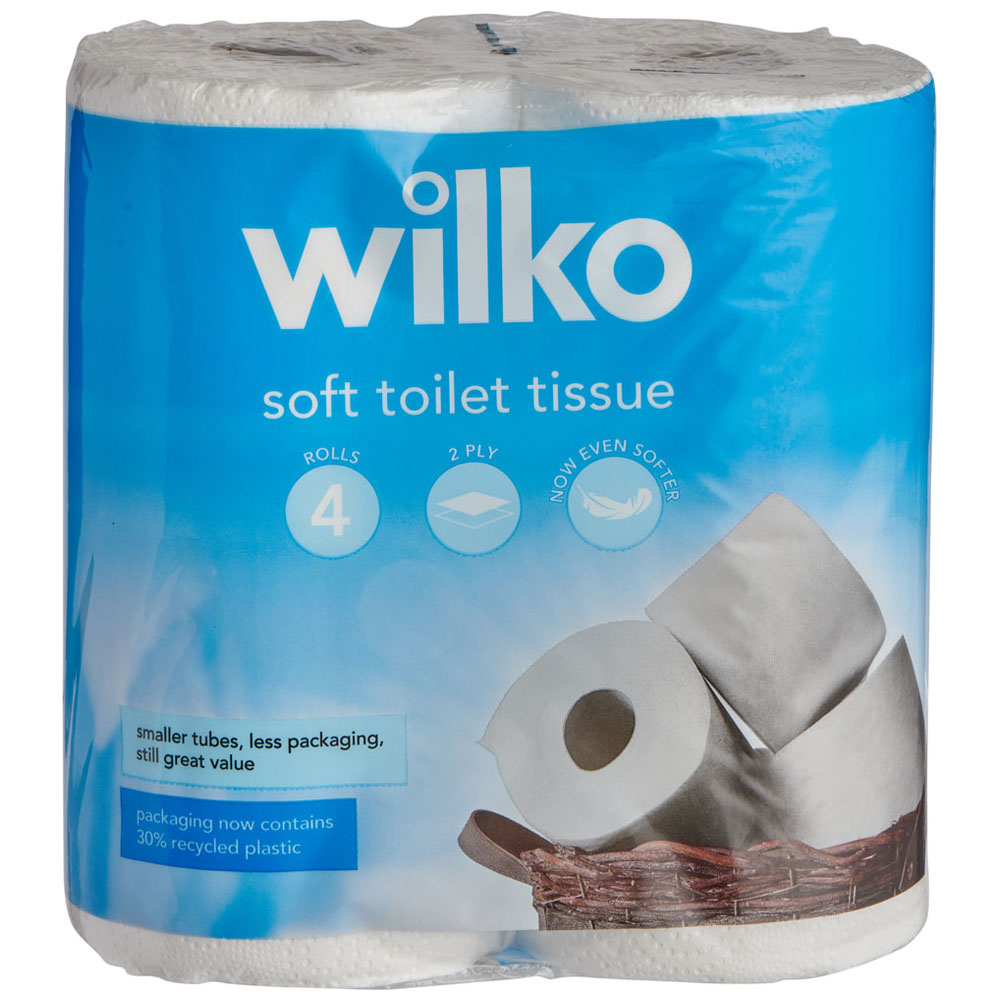 Wilko Soft Toilet Tissue 4 Rolls 2 Ply   Image 1