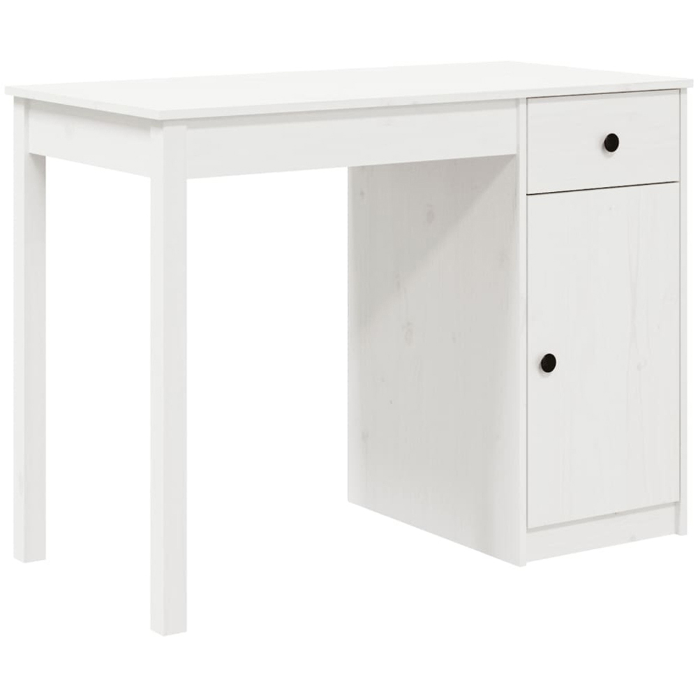 vidaXL Single Door Single Drawer Computer Desk White Image 2