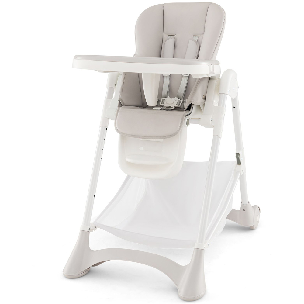 Costway Beige Baby Highchair with Cushion Image 1