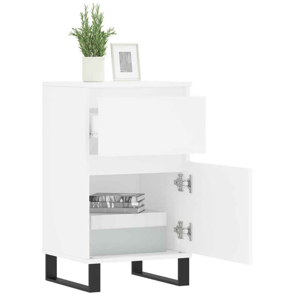 vidaXL Single Door Single Drawer White Sideboard Set of 2 Image 4