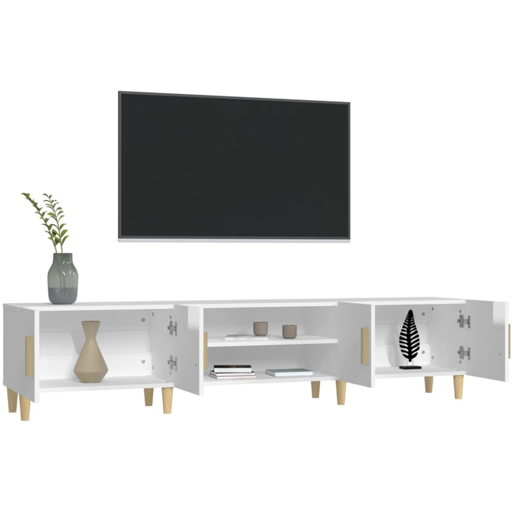 vidaXL 4 Door 2 Shelf High Gloss White TV Cabinet Image 5