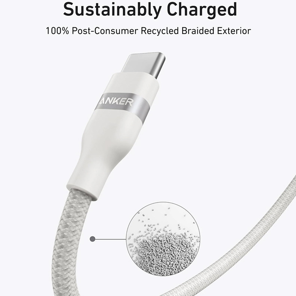 Anker White Upcycled-Braided USB-C to USB-C Cable 1m Image 4