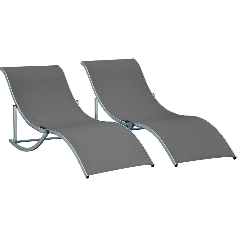 Outsunny Set of 2 Grey S-shaped Foldable Sun Lounger Image 2