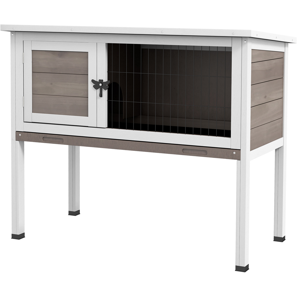 PawHut Large Elevated Wooden Rabbit Hutch with Asphalt Roof Image 1