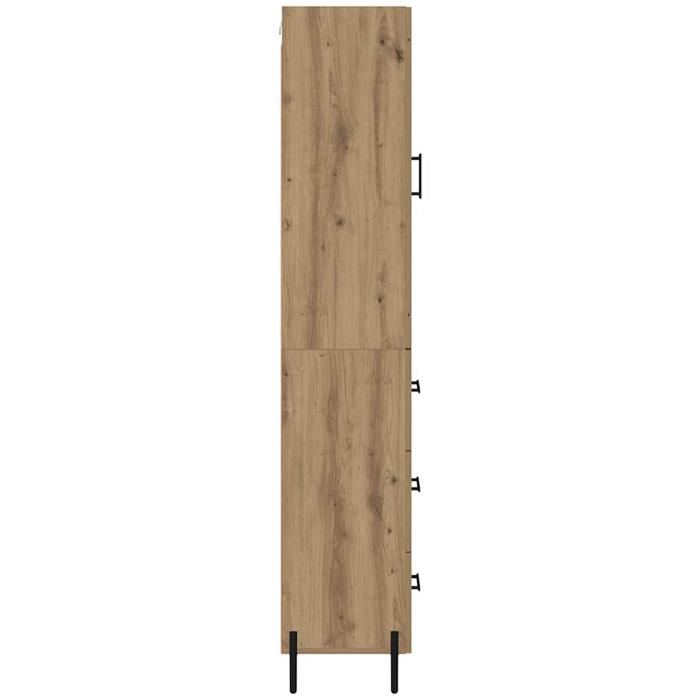 vidaXL Single Door 3 Drawer Artisan Oak Sideboard with Black Handles Image 9
