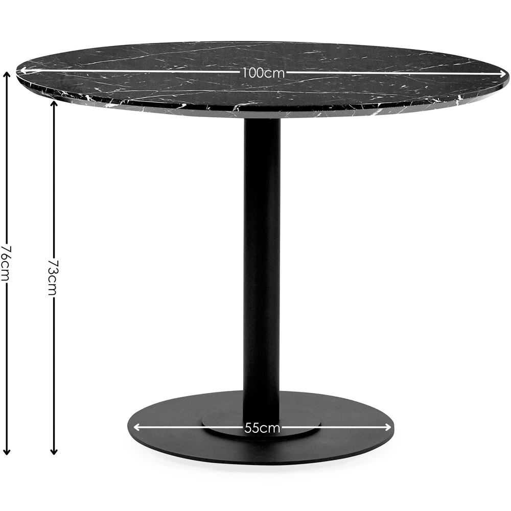 Julian Bowen Luca 4 Seater Black Marble Effect Round Pedestal Dining Table Image 9