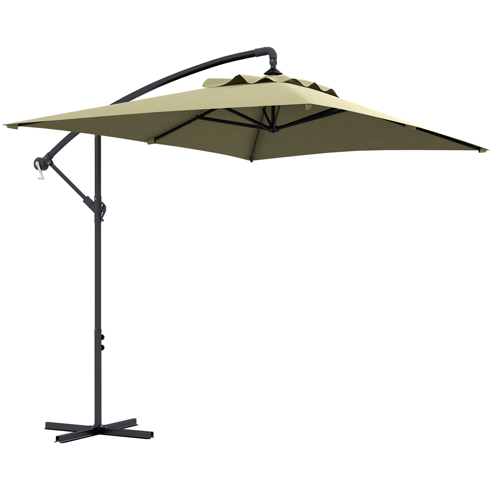 Outsunny Beige Crank Handle Cantilever Banana Parasol with Cross Base 3 x 2m Image 1