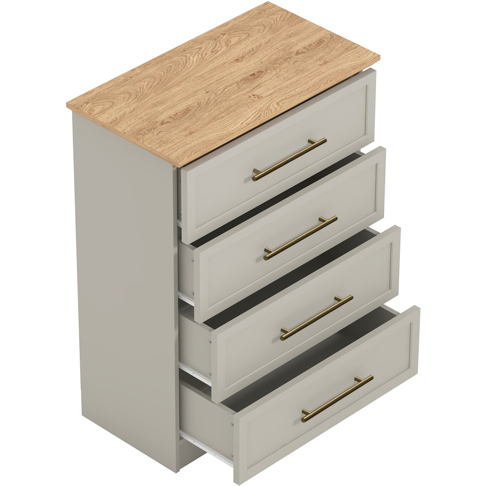 GFW Lyngford 4 Drawer Light Grey Chest of Drawers Image 5