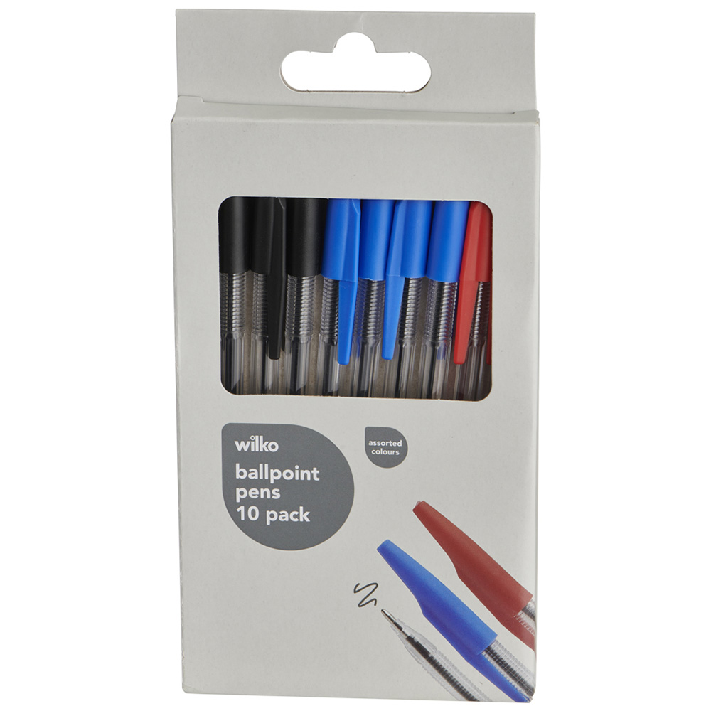 Wilko Ball Point Pens Assorted Colour 10 Pack Image 5
