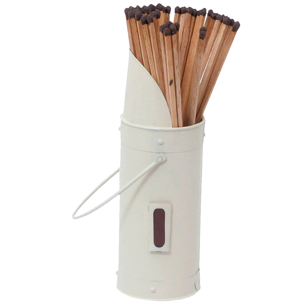 Inglenook Fireside Cream Metal Match Holder with Long Matches Image 1