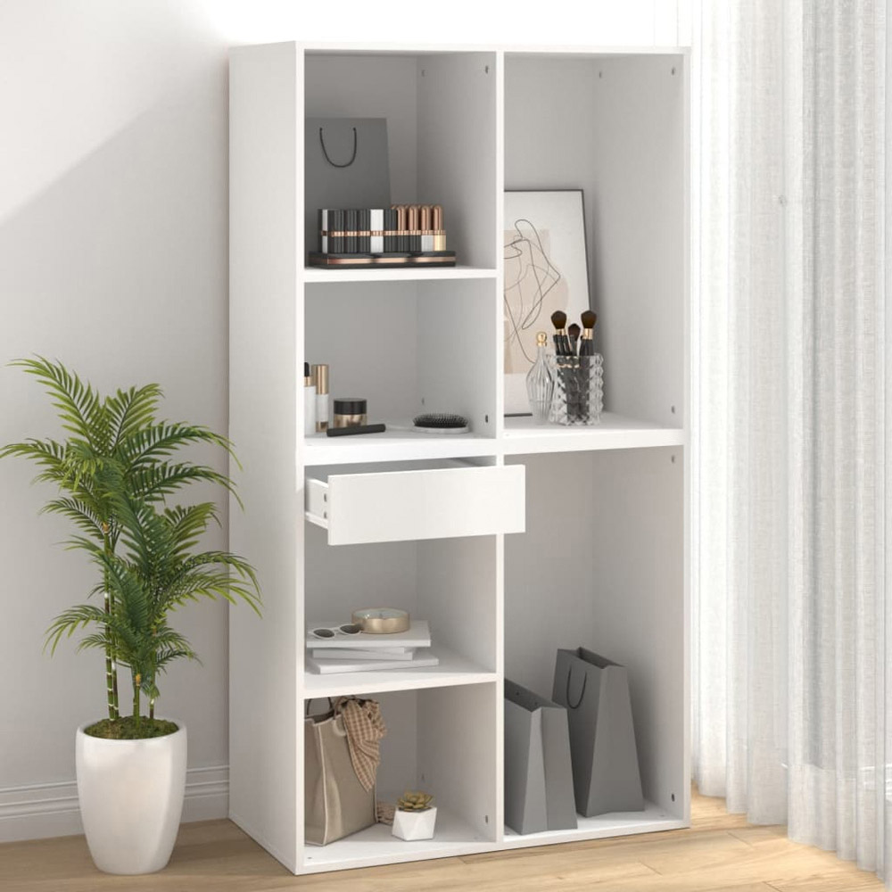 vidaXL Single Drawer 3 Shelf White Cosmetic Cabinet Image 4