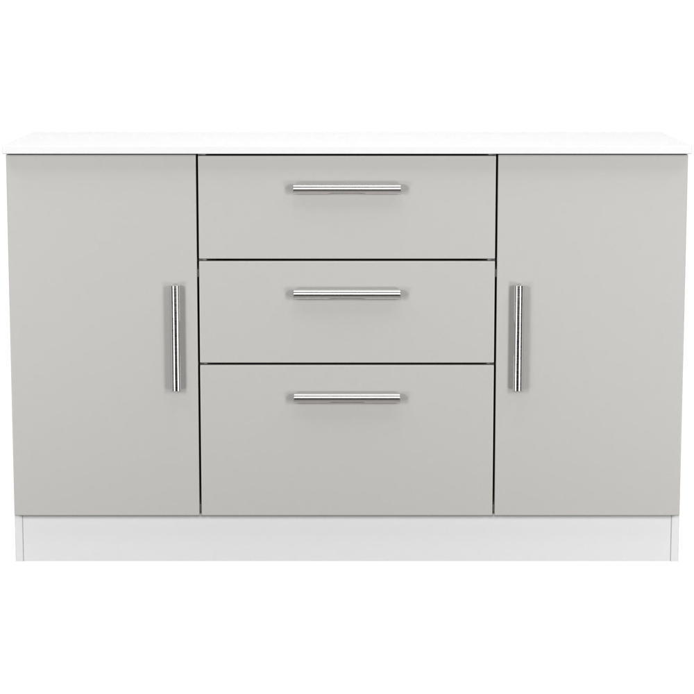 Crowndale Contrast 2 Door 3 Drawer Grey Matt and White Sideboard Ready Assembled Image 6