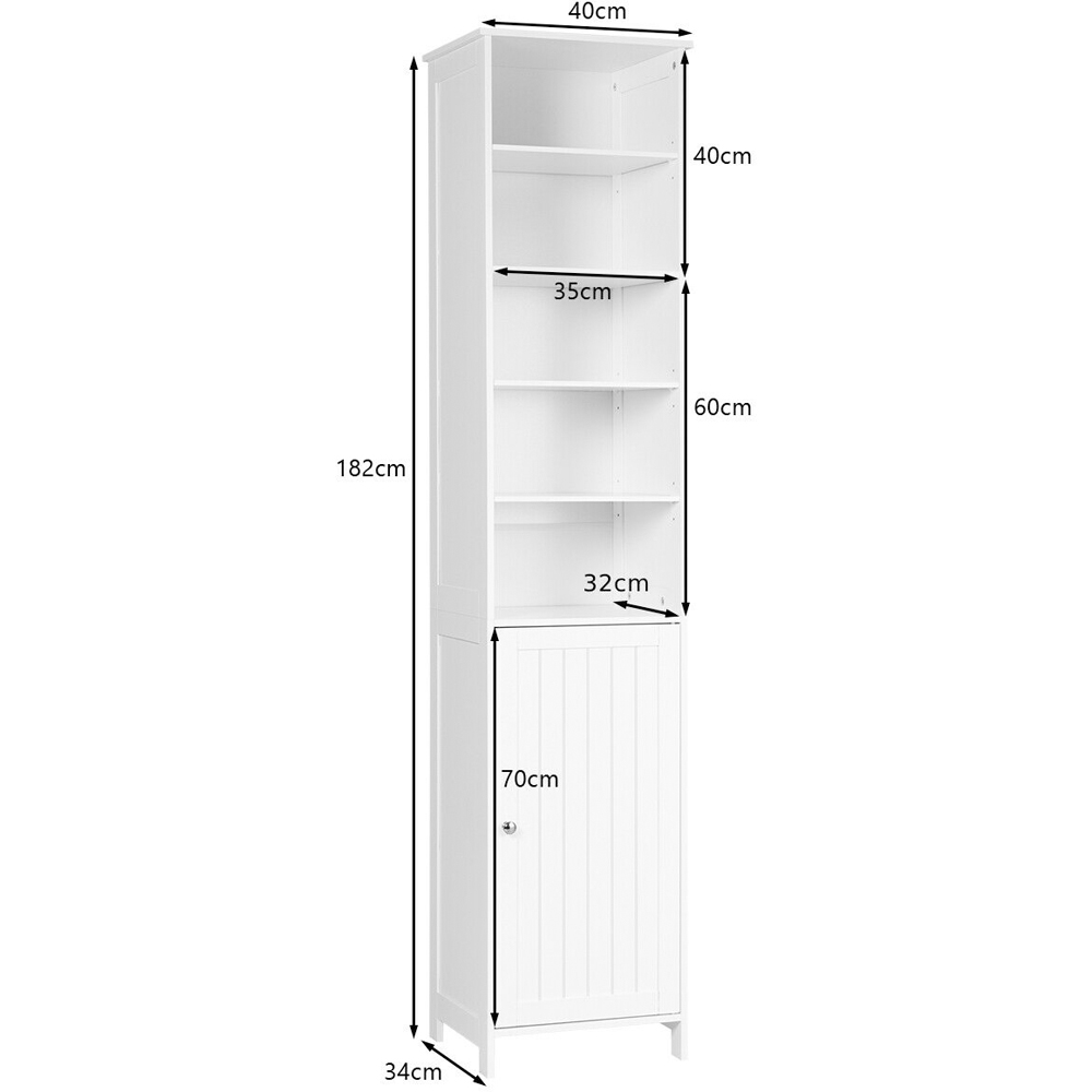 Costway Single Door 5 Shelf White Storage Cabinet Image 9