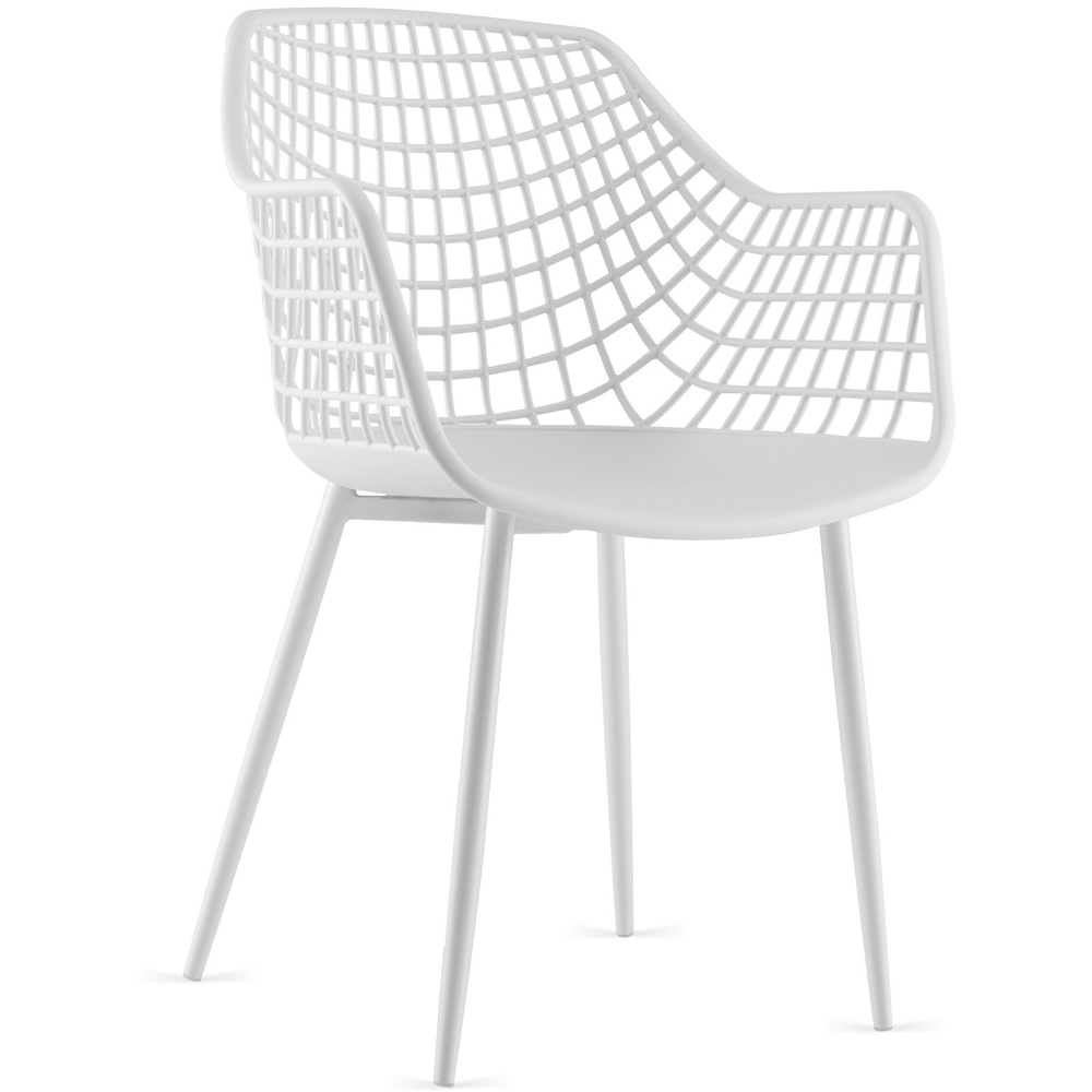 Costway Set of 4 White Airy Hollow Backrest Dining Chairs Image 3