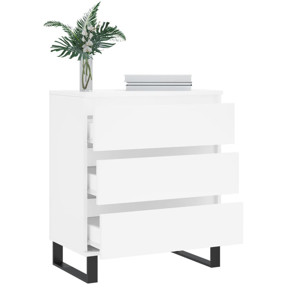 vidaXL 3 Drawer White Small Sideboard Image 4