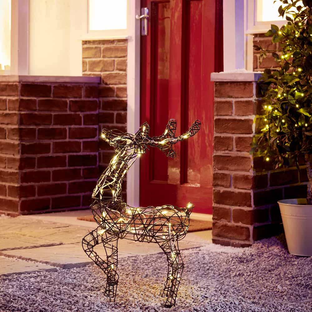 Wilko Small Rattan Reindeer Christmas Light Wilko