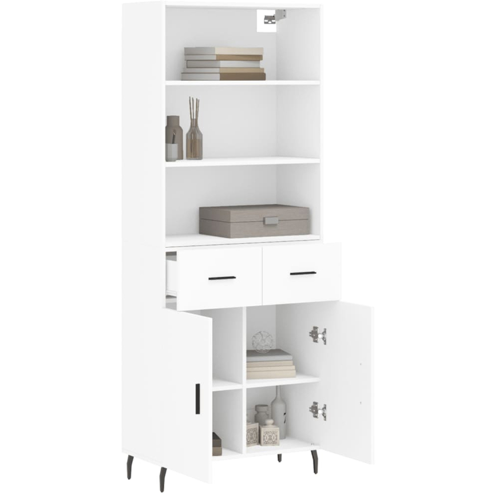 vidaXL 2 Door 2 Drawer 3 Shelf White Highboard Image 3