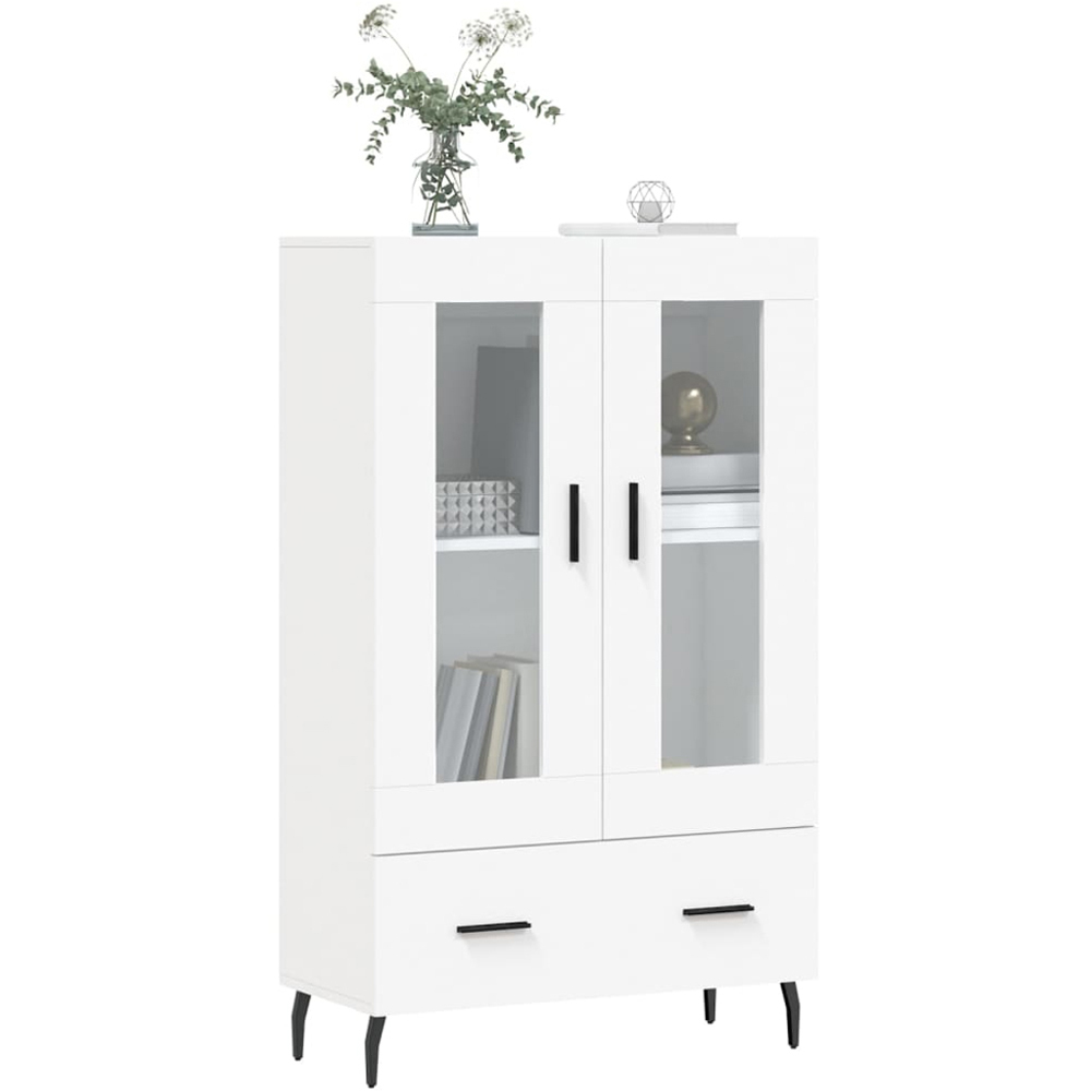 vidaXL 2 Glass Door Single Drawer White Highboard Image 3