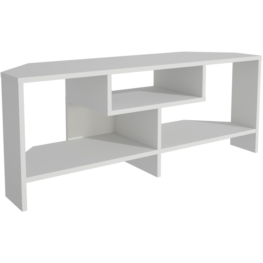Decorotika Maldives 3 Shelf White Corner TV Unit Image 4
