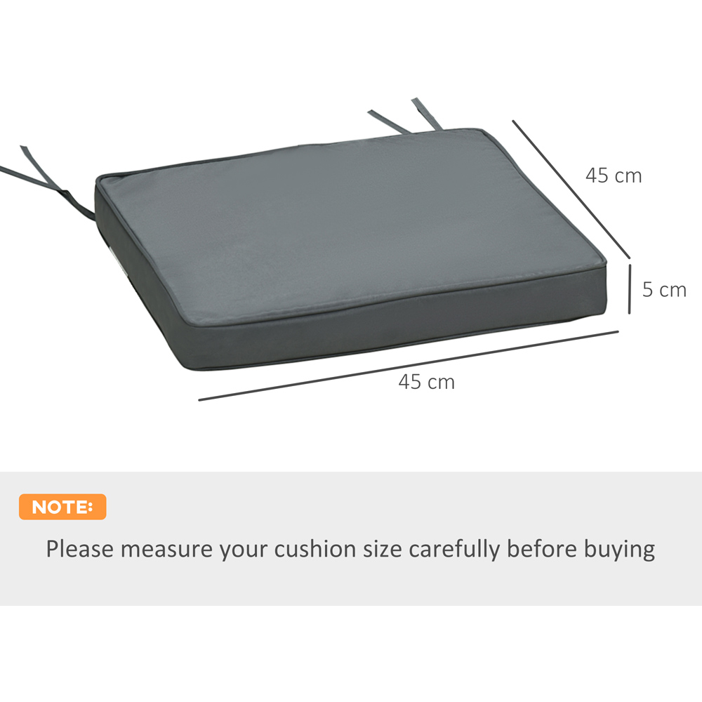 Outsunny Dark Grey Garden Chair Cushion with Ties 45 x 45cm 2 Pack Image 7