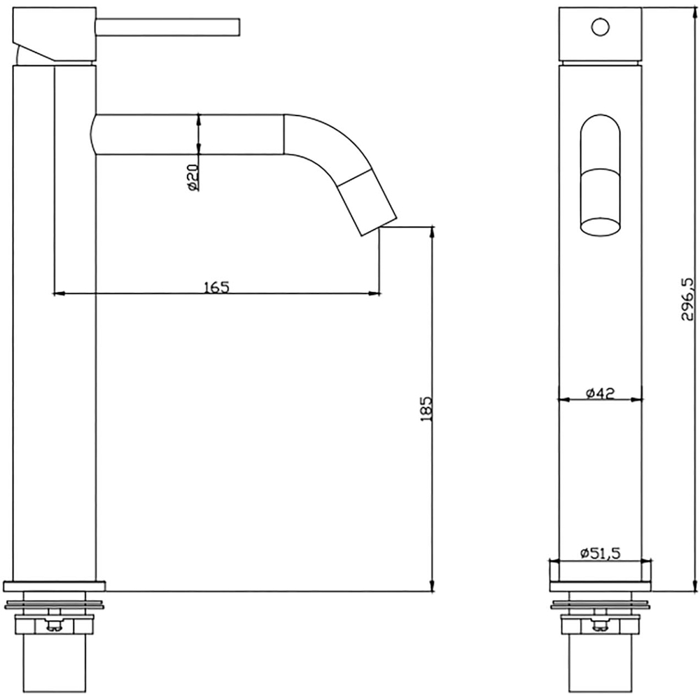 Go Bathrooms Black Swivel Handle Tall Basin Mixer Tap Image 4