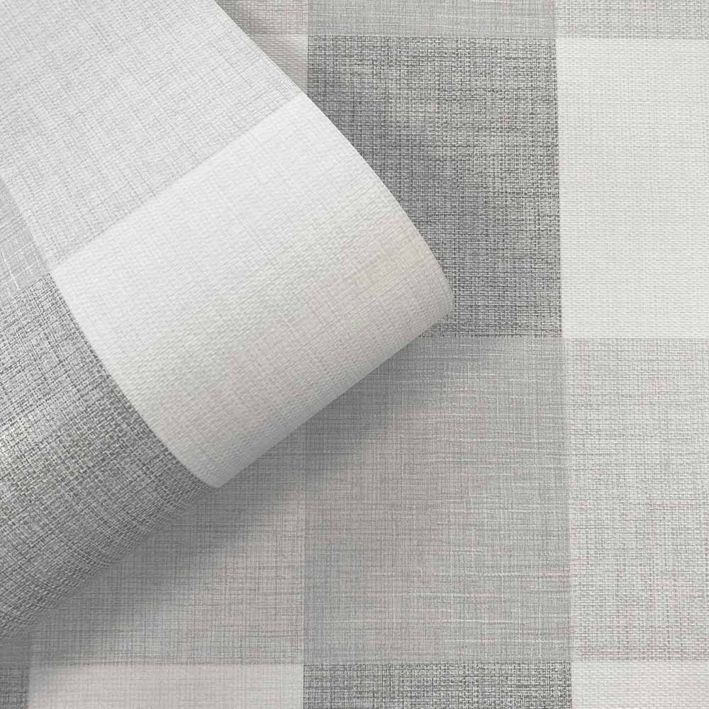 Muriva Opulent Check Grey Wallpaper Image 2