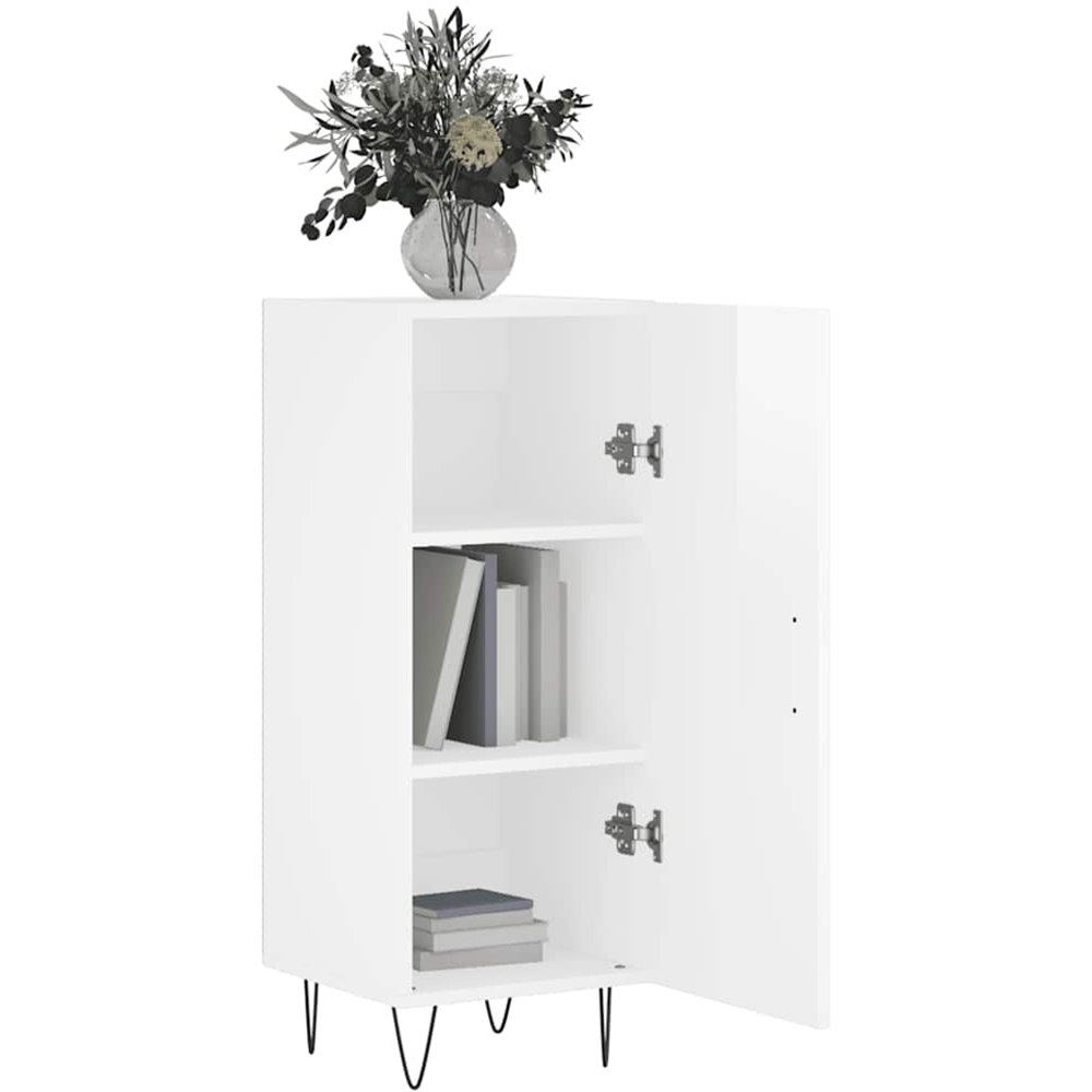 vidaXL Single Door High Gloss White Sideboard Image 4
