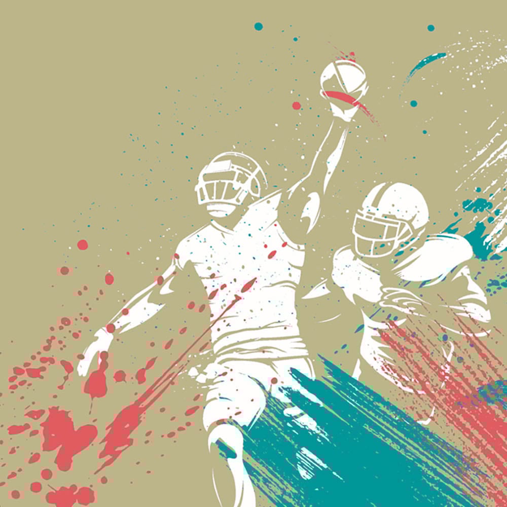 Origin Murals Cricket Players Blue Wall Mural Image 2